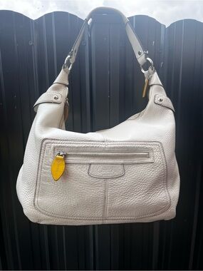 Coach White/Cream Penelope Pebbled Leather Hobo Bag